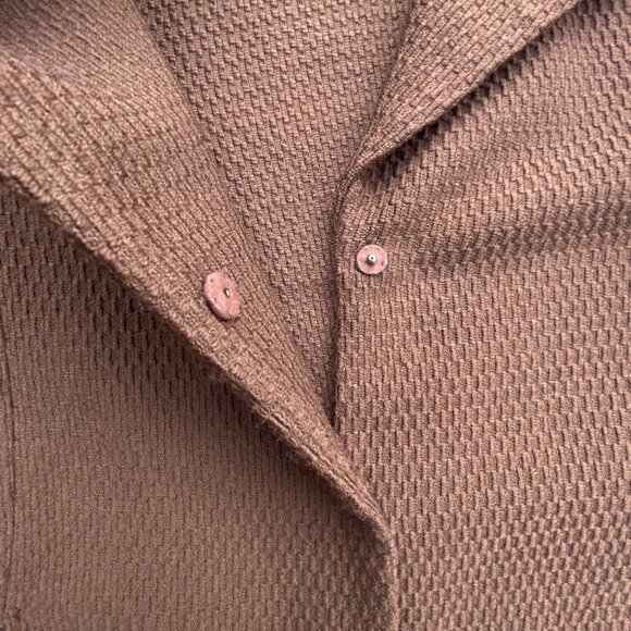 Eileen Fisher Pure Wool Waffle Knit Jacket Brown Pockets Staple Old Money-M - Picture 6 of 11